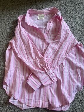 Pink Striped Button-Up Shirt